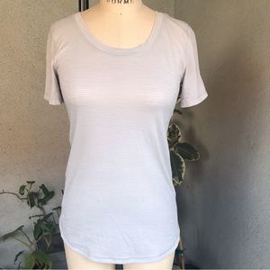 LULULEMON | Pale Gray Pin Striped Short Sleeves Workout / Running Tee